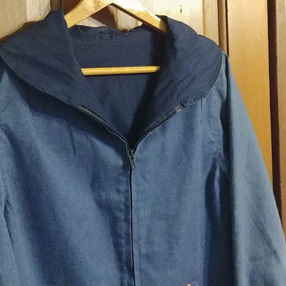 Vintage Denim-Like Jacket with Trim - Picture 3 of 5